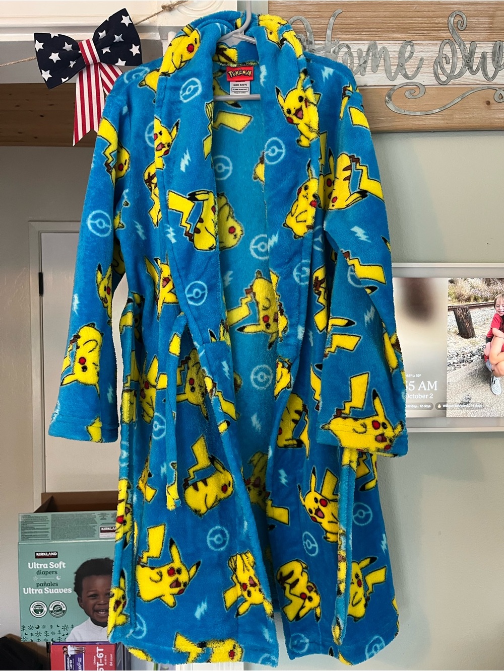 Pokemon Blue Pikachu Fleece Kids Robe